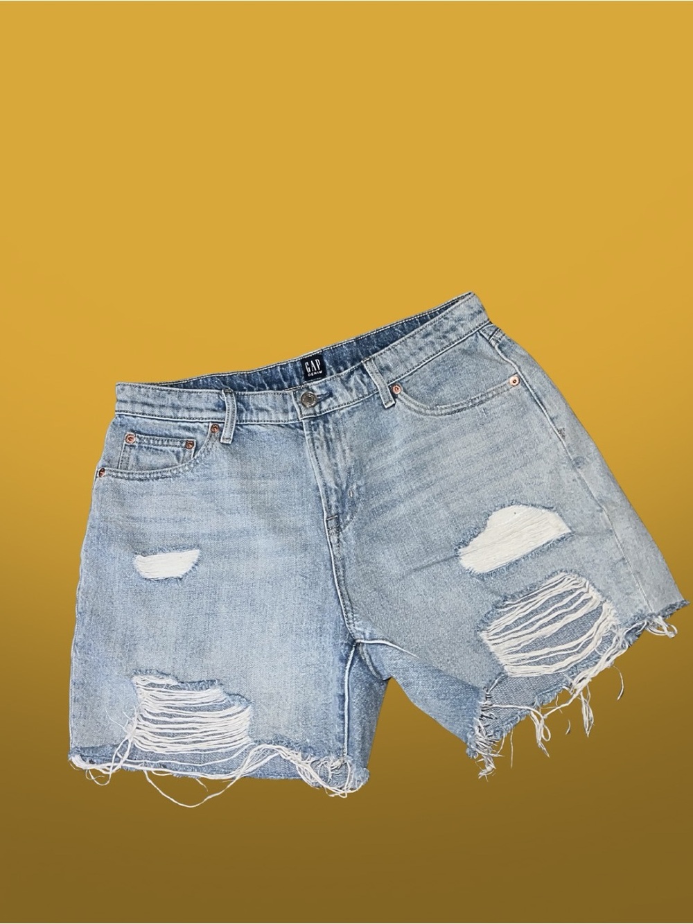 GAP Light Blue Ripped Denim Shorts